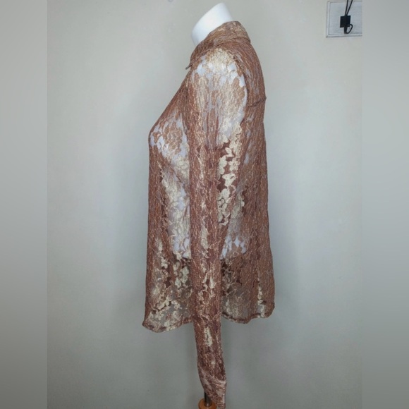 Chico’s Sheer Lace Button-Down Blouse Size 0 - Picture 2 of 10
